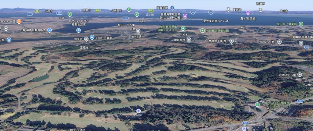 土浦カントリー倶楽部　GOOGLE　EARTH